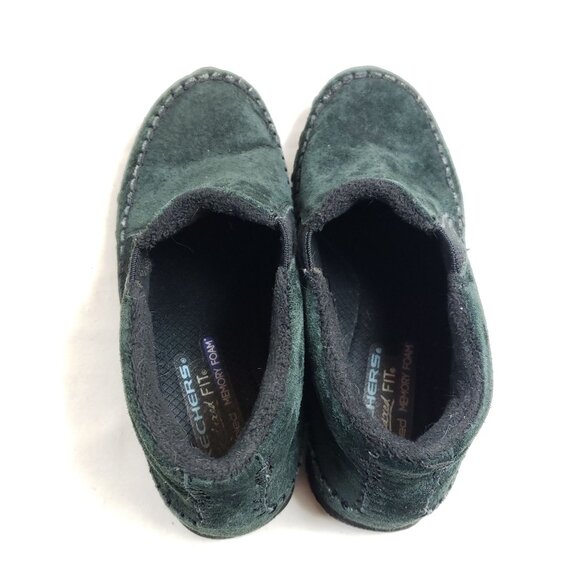 Skechers Women's Size 7 Suede Leather Forest Green Ankle Bootie - Picture 6 of 9